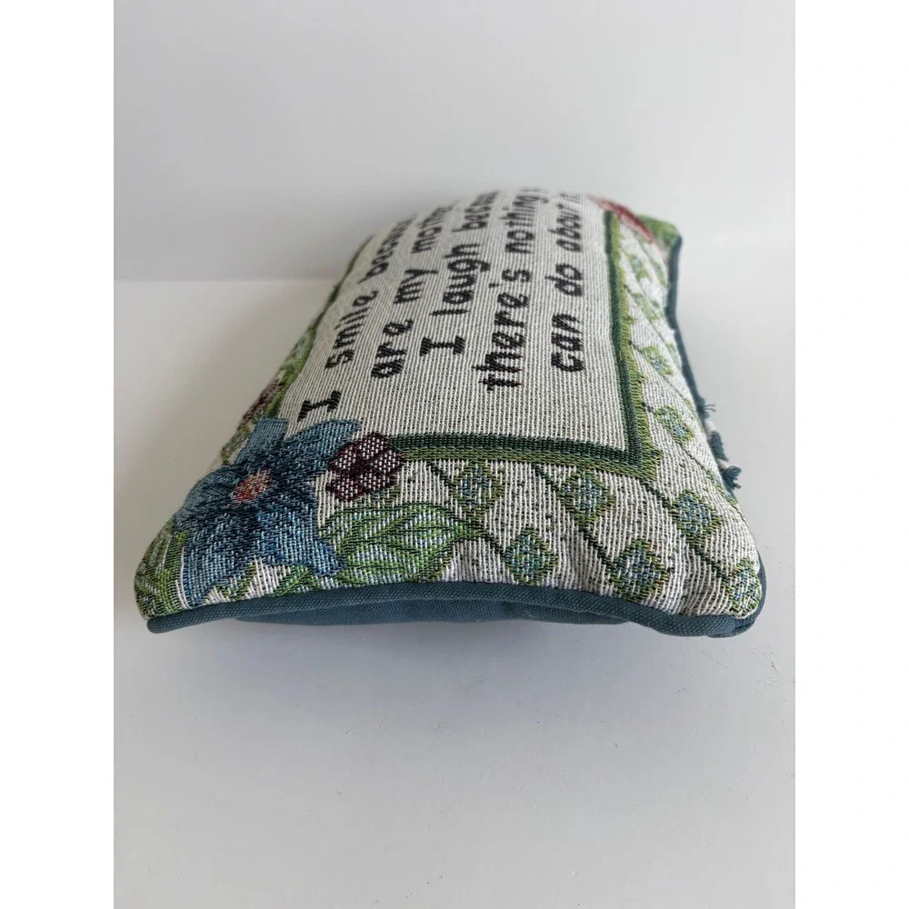 Vintage Style Woven Tapestry Funny Mother Quote Mini Throw Pillow Floral 12x8